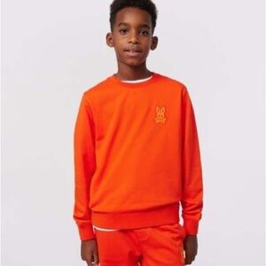 Psycho Bunny Kids Cleveland Crewneck Sweatshirt Boys Size 10/12 M TangerineTango